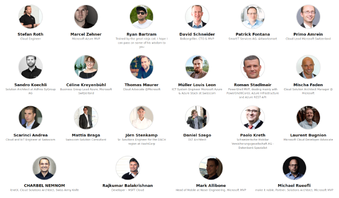 Overview of all speakers at Azure Bootcamp Switzerland 2019